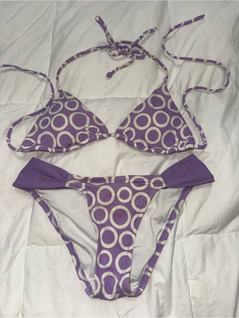 Victoriaβs Secret Purple Circle Print Triangle Bikini - Women Swim